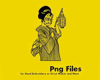 Geisha Mask Clipart Graphic  // PNG Transparent Background  // Design File // Clipart for crafting // Cricut Cameo Silhouette