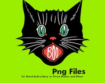 Vintage Halloween Cat Clipart Graphic  // PNG Transparent Background  // Design File  // Sublimation Print on Demand