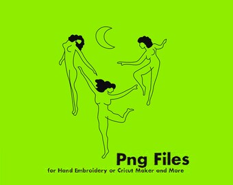 Women Moon Nude Dancing  Cat Clipart Graphic  // PNG Transparent Background  // Design File  // Screen Print Vector Design / Hand Embroidery