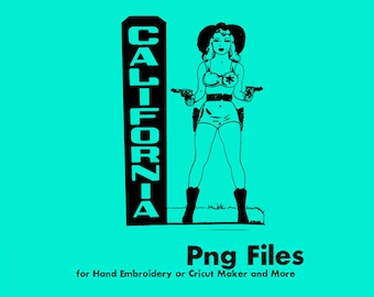 Pinup California Western Cowgirl Rodeo Clipart Graphic  // PNG Transparent Background  // Design File // Clipart for crafting // LineDrawing