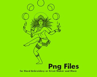 Dancing Shiva Moon Clipart Graphic  // PNG Transparent Background  // Design File  // Screen Print Vector Design / Hand Embroidery