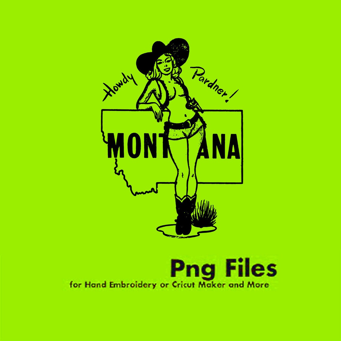 Pinup Rodeo Montana Vintage Pinup Western Cowgirl Rodeo Clipart Graphic // PNG ...