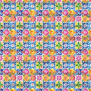 Siesta Watercolor Floral Tiles Pattern Image Transfer Sheet For Polymer Clay