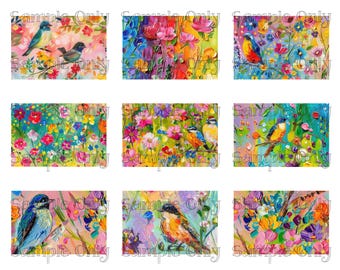 2x3 Inch Painterly Birds Water Soluble Image Transfer Sheet For Polymer Clay