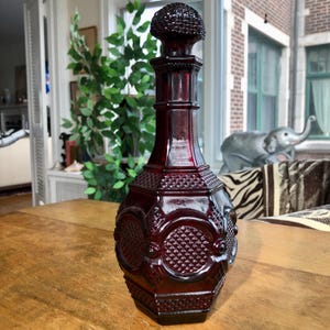 Vintage Avon Cape Cod ruby glass decanter with stopper