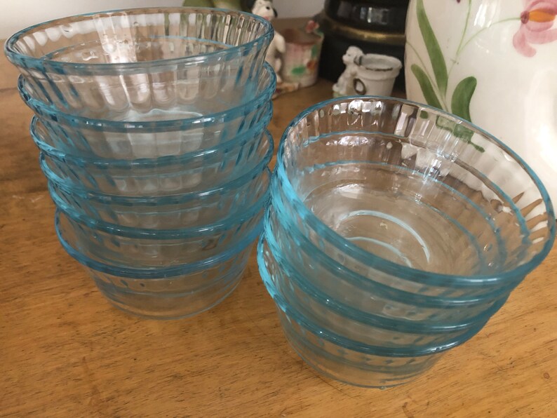 Ten Marinex Aqua Tint Glass 4 Inch Custard Bowls With Scalloped Rims - Etsy