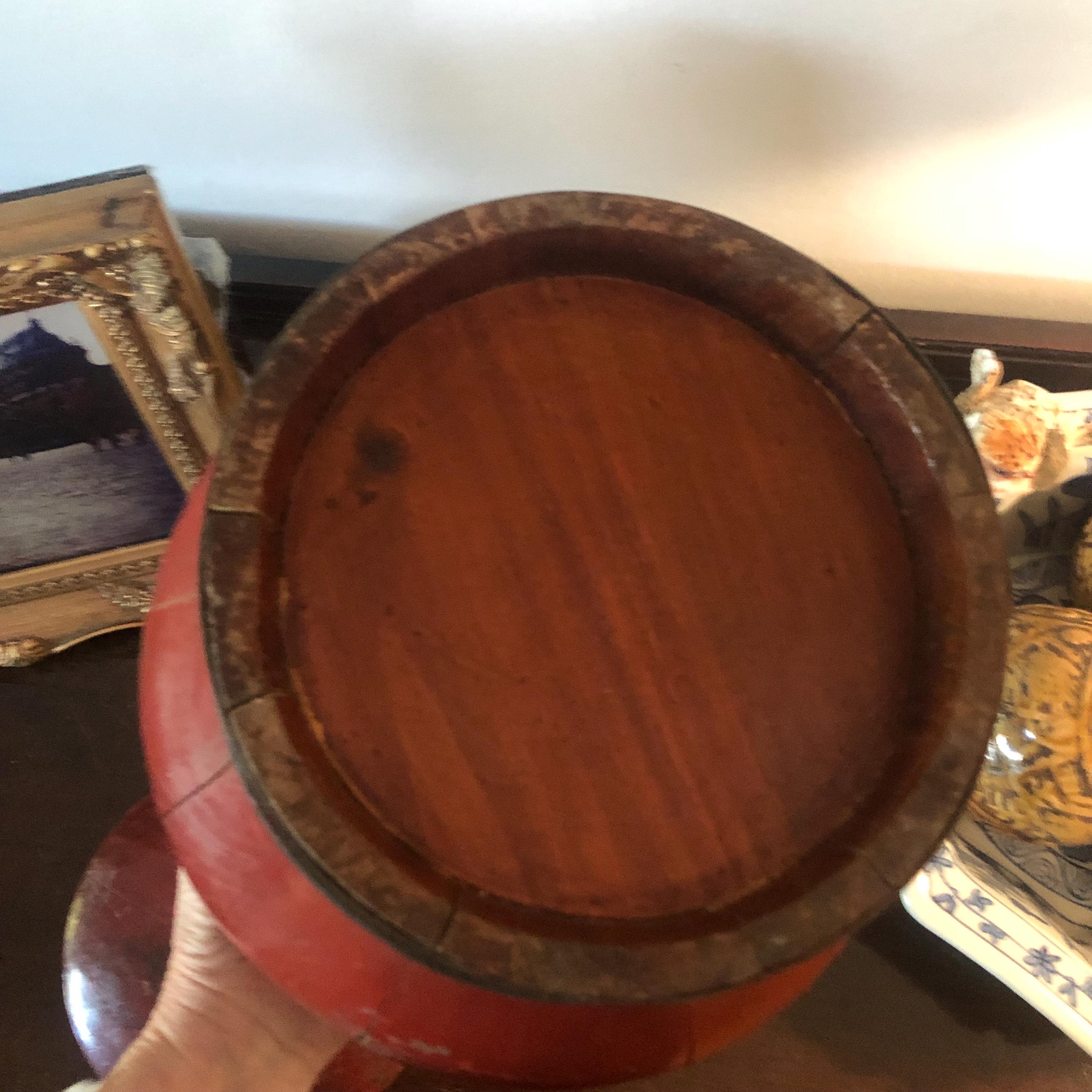 Antique Chinese Ox Blood Red Wooden Rice Bucket, C. 1900 - Etsy