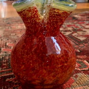 Vintage handblown Spanish h’art glass vase, 1980s