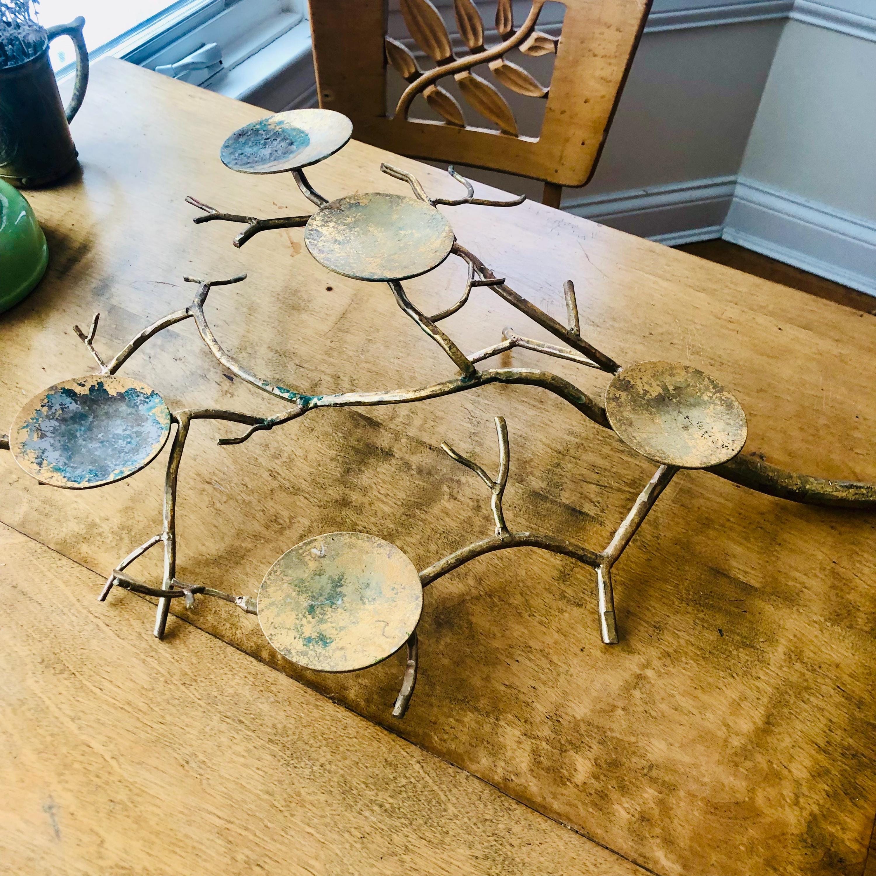 Vintage tree branch candelabra with 3D candle optics, 1990s Crate and Barrel
