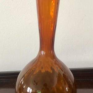 MidCentury Empoli Amber optic vase, free shipping