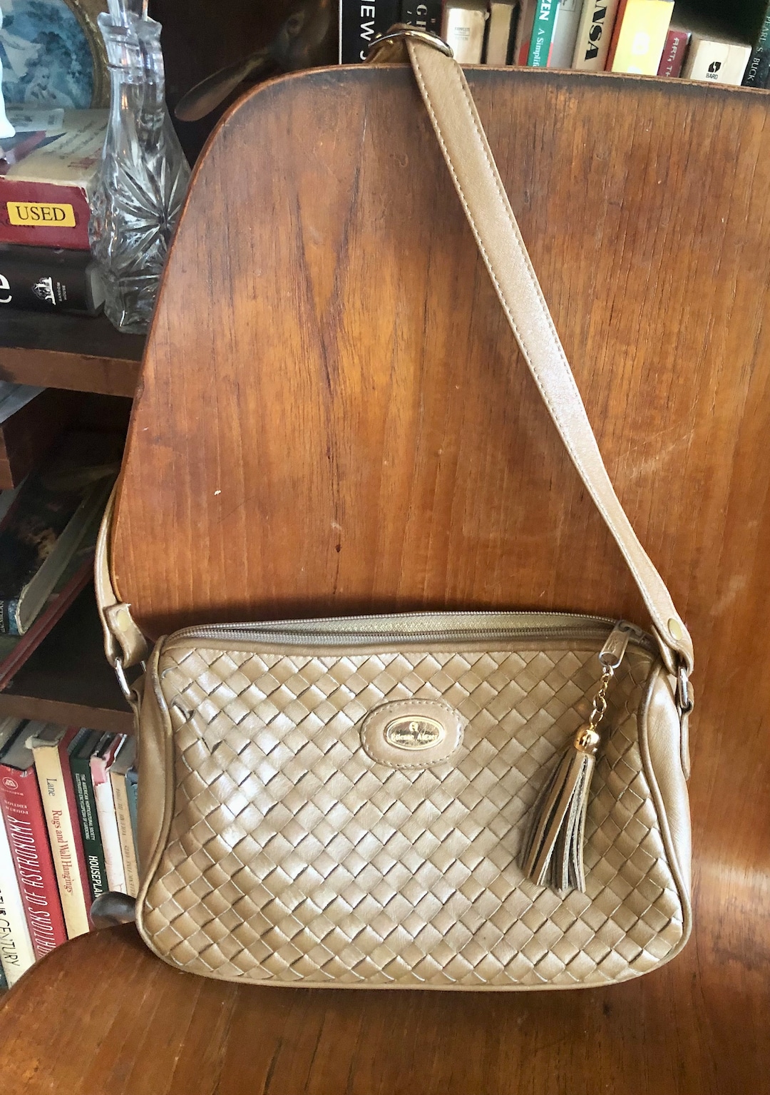 Woven Leather Etienne Aigner Purse, 1990s Etsy