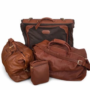 Complete Set of 4 Vintage Coach Leather Travel Bags, British Tan, USA Made, 1990s