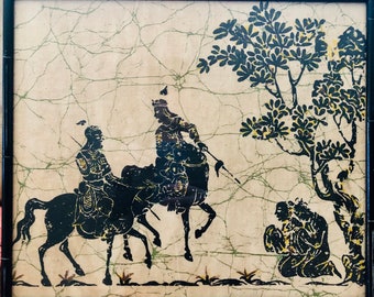 Vintage Original Batik Painting – 1960s Framed Wall Art – Chinese