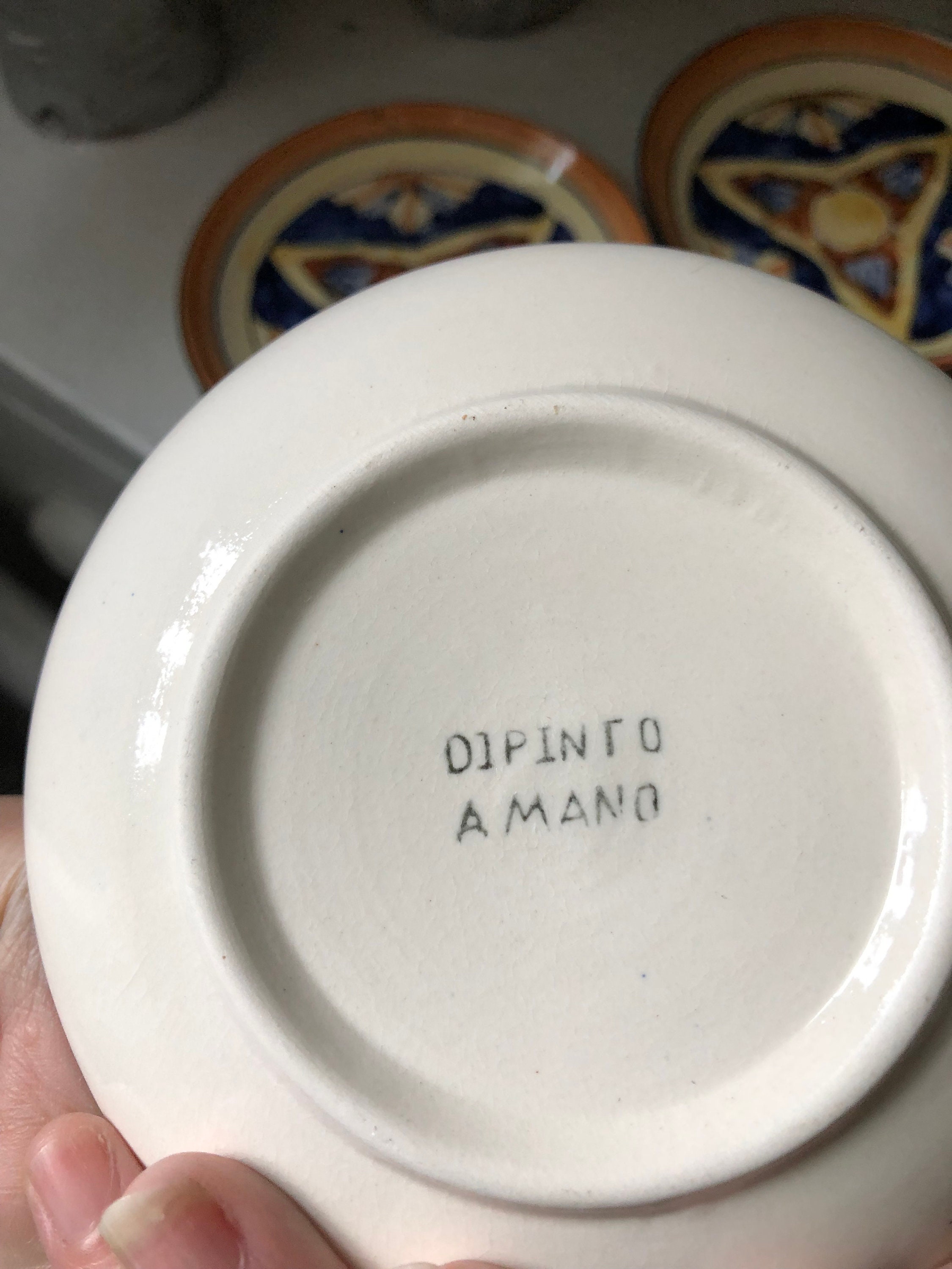 Deruta Italy Hand Painted Chocolate/espresso Set, 6 Cups and Saucers