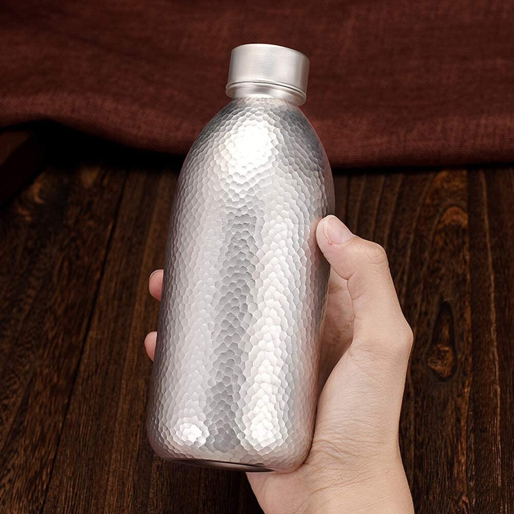 Pure Silver Water Bottle Leak Proof and Bacteria Free Non Toxic 1 Litre.  925 Sterling Silver Milk and Water Bottle. 