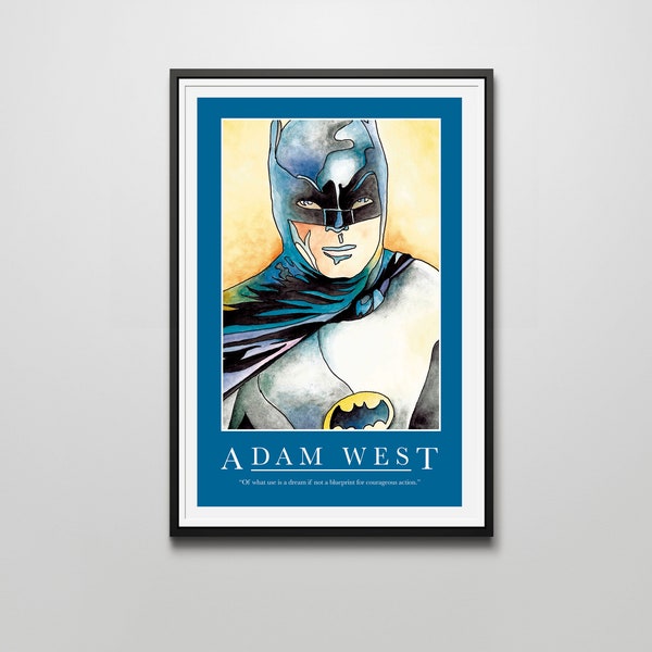 Adam West 12"x18" Motivational Art Print in Stained Glass Style. 60’s Batman. Portrait only also available