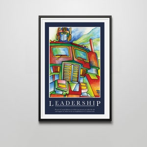 Leadership 12x18 Motivational Art Print z Transformers Optimus Prime. Dostępny również tylko portret