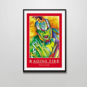 Raging Fire 12&quot;x18&quot; Signed Motivation Art Print in Stained Glass Style featuring Hulk from Thor Ragnarok
