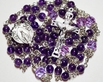 Amethyst Catholic Rosary, Miraculous Medal Rosary, Catholic Gift, February Birthstone, Personalized Rosary, Holy Rosary, Mother Mary