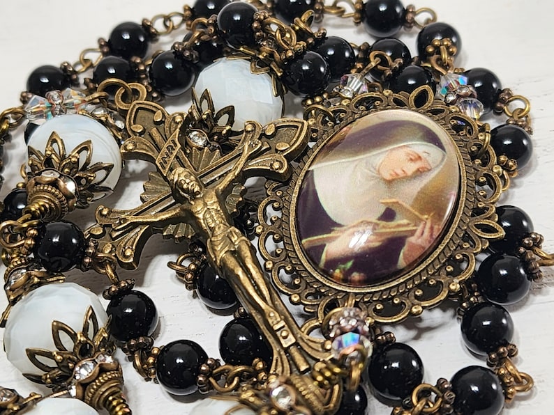 St Rita Catholic Rosary, Patron Saint of Impossible, Gemstone Rosary ...