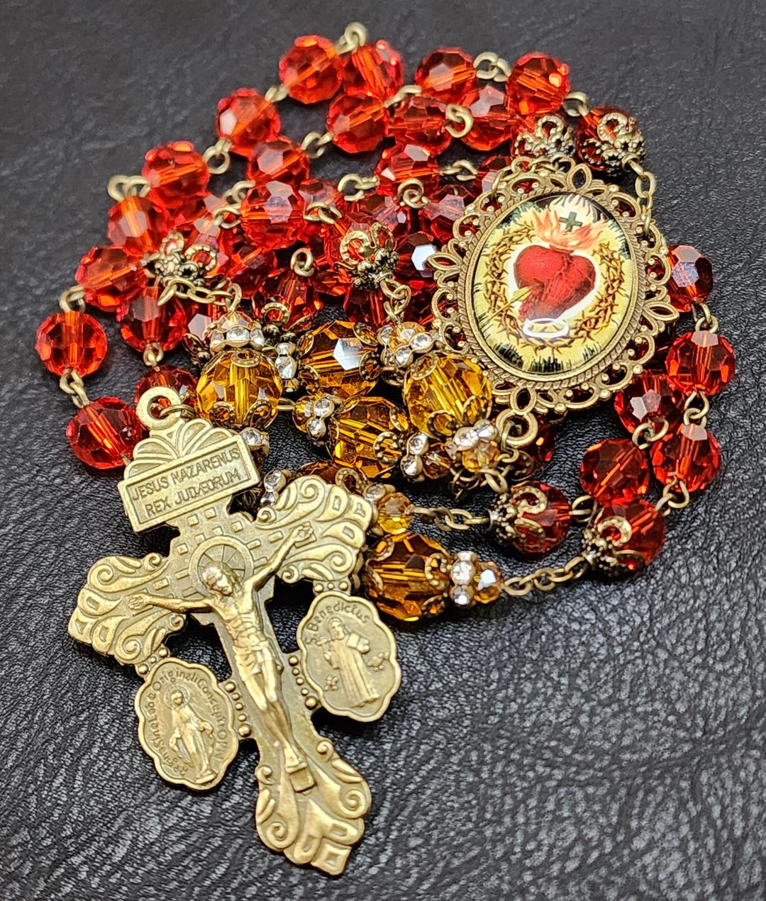 Sacred Heart of Jesus Rosary, Catholic Rosary, Catholic Gift, Red ...