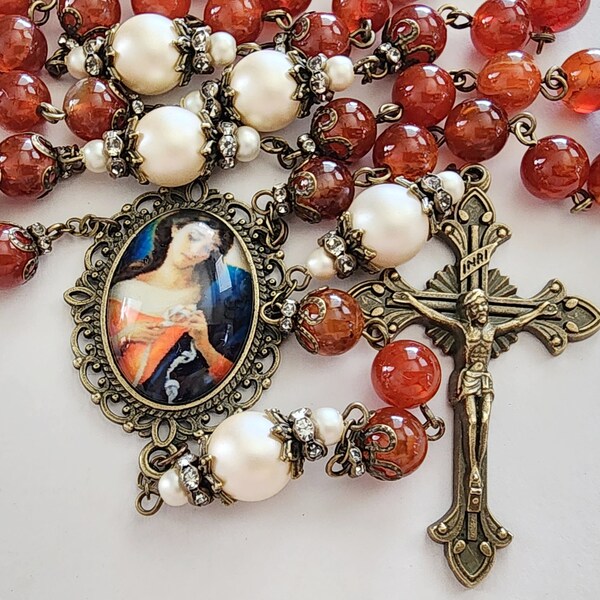 Our Lady Undoer of Knots Catholic Rosary, Untier of Knots Rosary, Gemstone Rosary, Marriage Help, Marital Problems, Family Problems