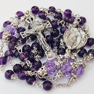 Amethyst Catholic Rosary, Miraculous Medal Rosary, Catholic Gift, February Birthstone, Personalized Rosary, Holy Rosary, Mother Mary