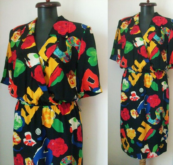 LOUIS FÉRAUD Vintage 1980's Floral Printed Silk Dr