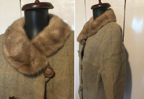 Vintage 1950s wool jacket with real mink collar - image 4