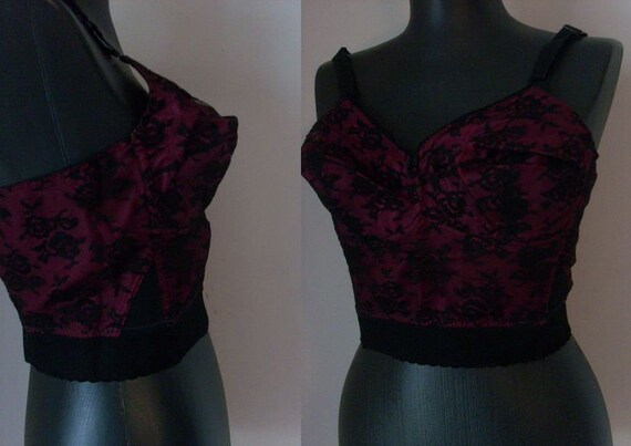 Vintage 50's Triumph black purple lace corset bra - image 4