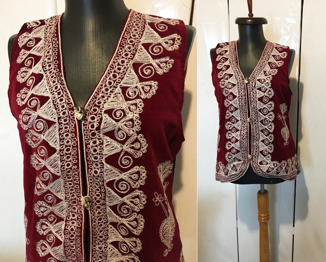 Traditional Hand Embroidered Velvet Vest Etsy