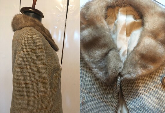Vintage 1950s wool jacket with real mink collar - image 7