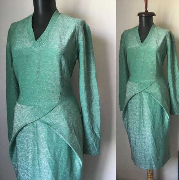 Vintage 1940s metallic lame cocktail dress