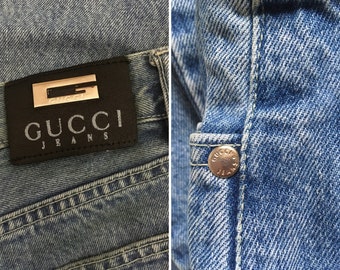 Vintage Gucci Tattoo Print White Jeans – Marina Vintage Uk