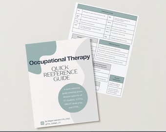 Occupational Therapist Quick Reference Guide PDF, Cheat Sheet, OT ...