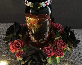 Gothic Wedding Black and red decoupage Table Centrepiece (made to order) just how you want it to be.