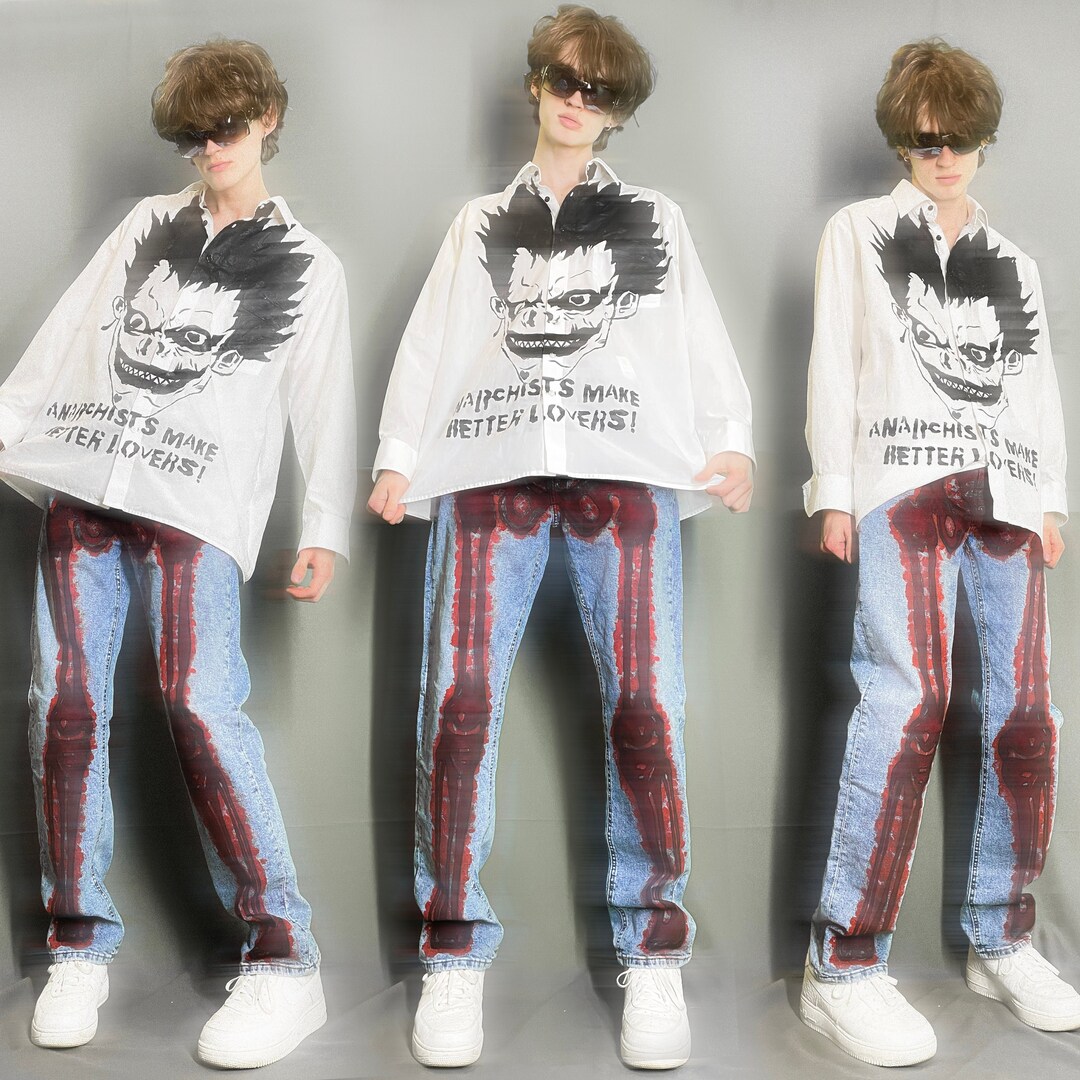 Y2k Gothic Vintage Jeans Mens Fashion Pants X Ray Graffiti Y2k Gothic Vintage Jeans Mens Fashion Pants X Ray Graffiti