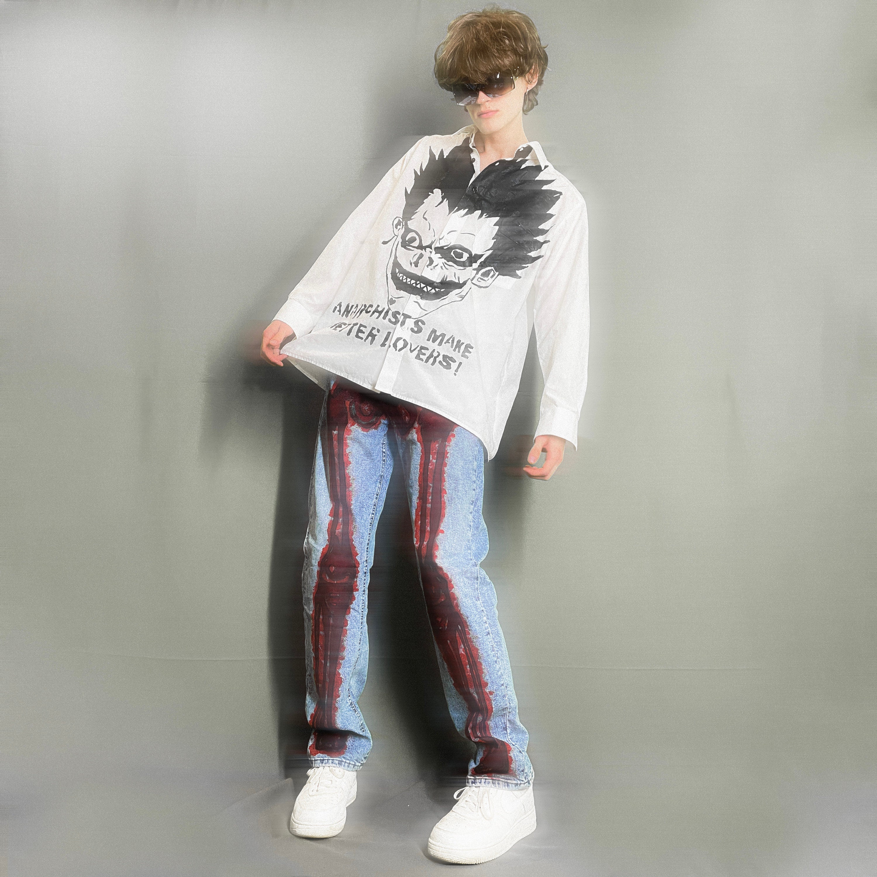 Y2k Gothic Vintage Jeans Mens Fashion Pants X Ray Graffiti Y2k Gothic Vintage Jeans Mens Fashion Pants X Ray Graffiti