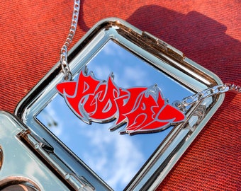 Necklaces Jewelry pendant red silver chain vintage y2k tribal fashion style