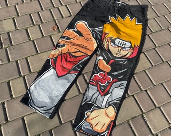 1 of 1 Custom Anime Jeans Cartoon Pants Mens Customized Style 
