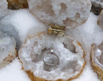 Wedding Ring and Engagement Box Unique Quartz Crystal Drawer Case