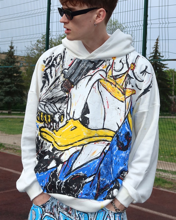 Oversize Airbrush Custom Grey Anime Hoodie With Y2k Wear Mens