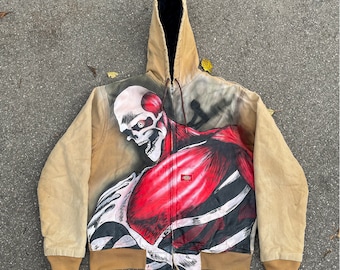M biege vintage grunge jacket overshirt y2k style baggy fit swag streetwear