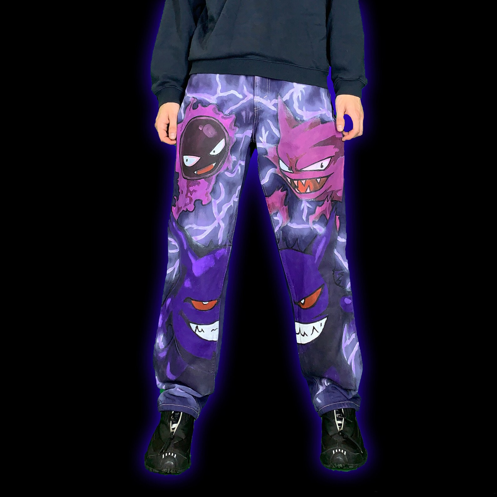 1 of 1 purple light lightning custom anime jeans customized | Etsy