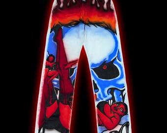 Vaqueros blancos pintados a mano: Denim de estilo urbano personalizado