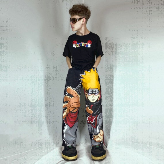 1 of 1 Custom Anime Jeans Cartoon Pants Mens Customized Style 
