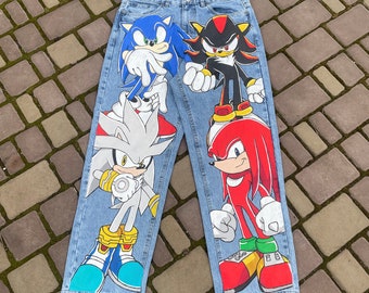 Handpainted Cartoon Denim Jeans: Y2K Baggy Fit Streetwear