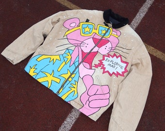 L biege vintage grunge jacket overshirt y2k style baggy fit swag streetwear