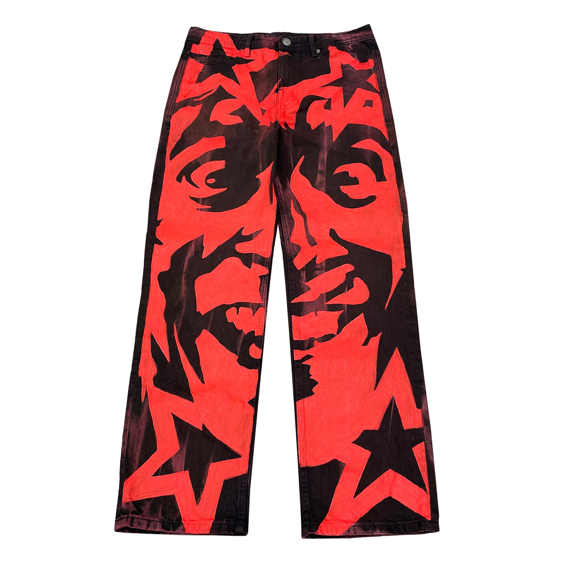 Grunge Jeans With Pattern Skeleton Bone Mens Fashion Y2k