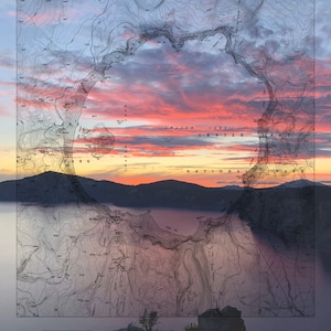 Crater Lake + mapa USGS c1985 (16x20/mate)